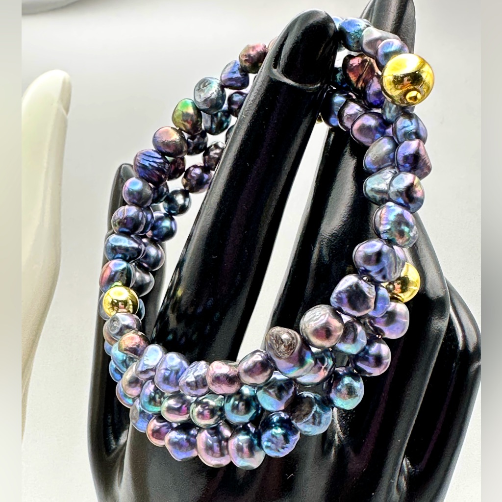 Grey Freshwater Pearl Natural Bracelet Diameter 6cm 45$
